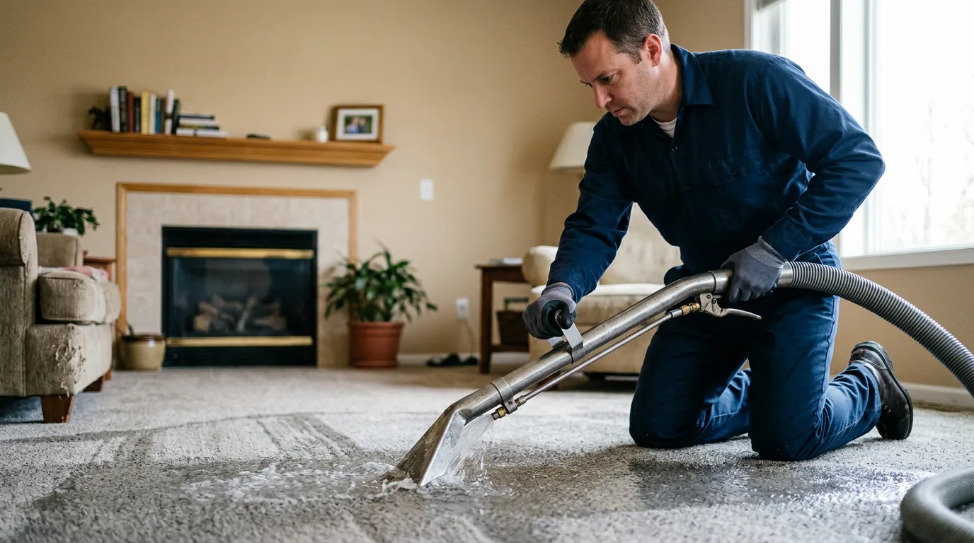 Water damage restoration technician working near Milford, NJ